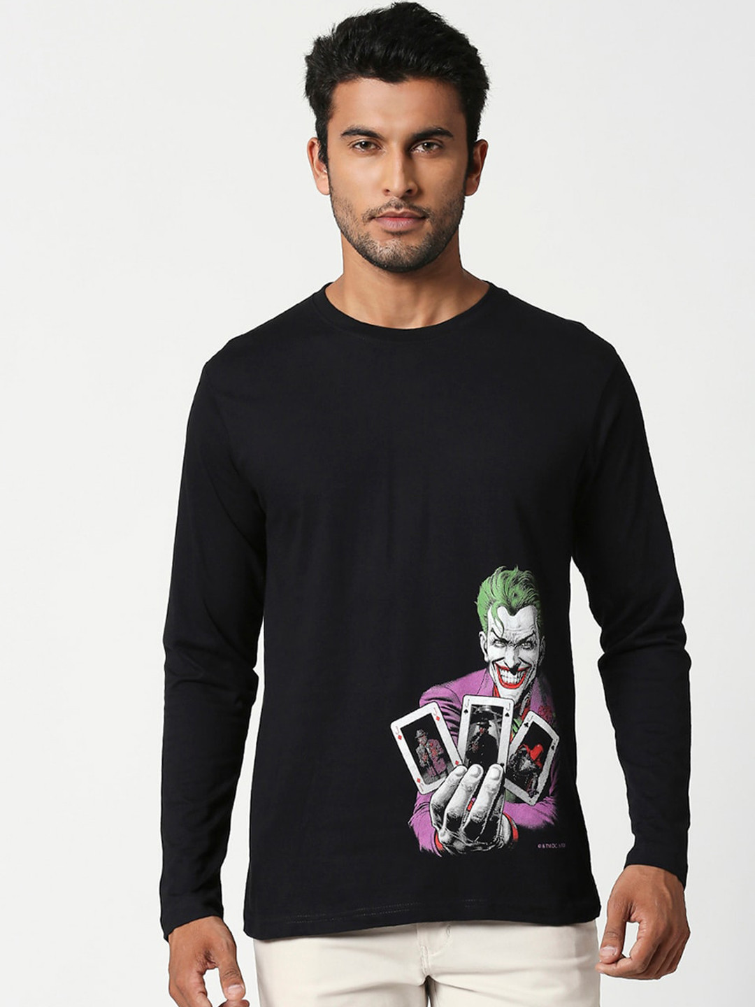 Bewakoof Official Dc Merchandise Joker Cards Full Sleeve T-Shirt