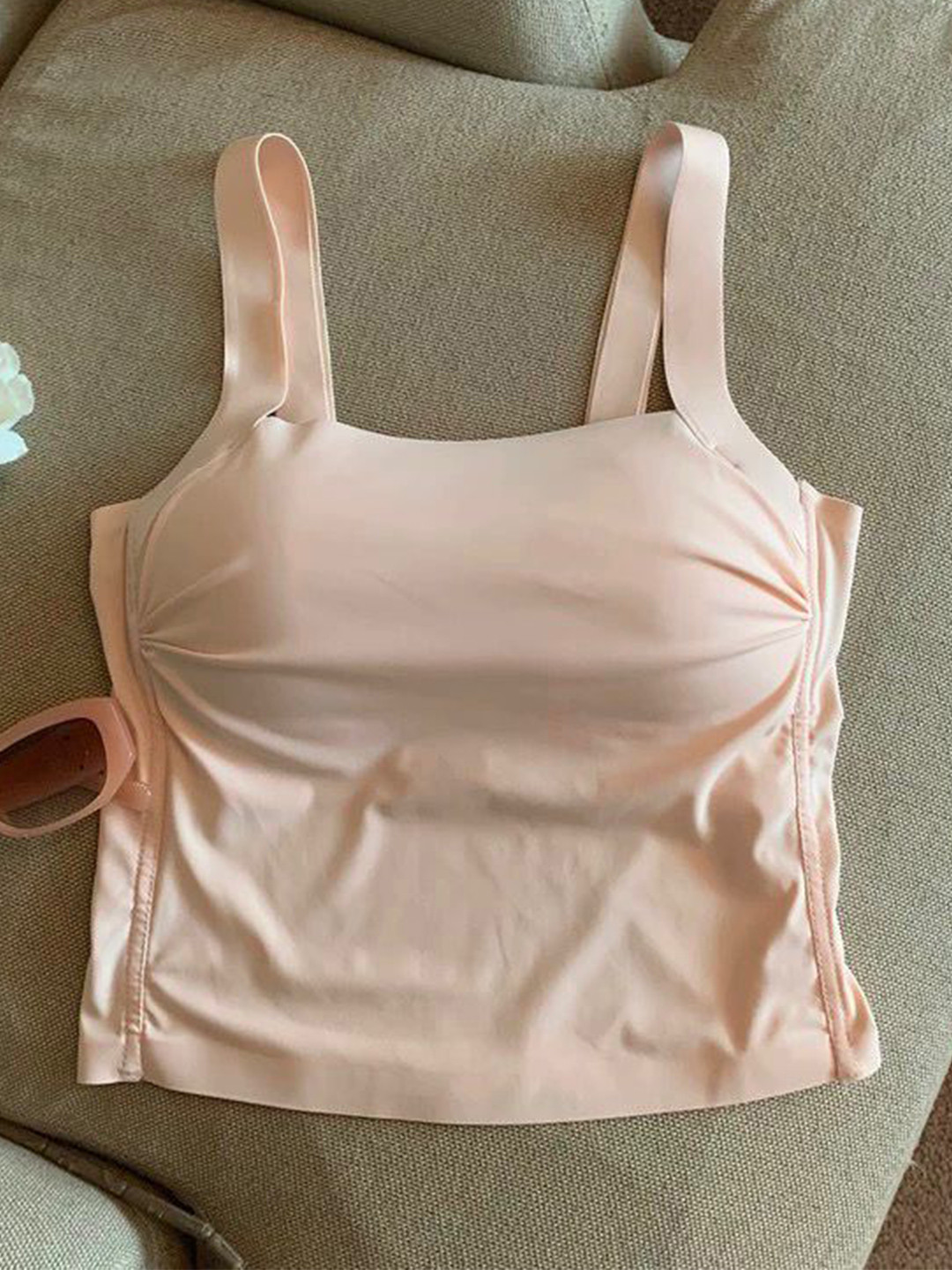 Miss Mosa By Akanksha  Peach Mimi Seamless Tank Tops with Inbuilt Bra