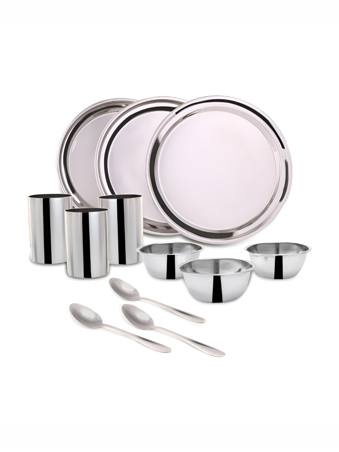 Wonderchef Venice Silver Solid Stainless Steel Easy to Clean 12 Piece Dinner Set