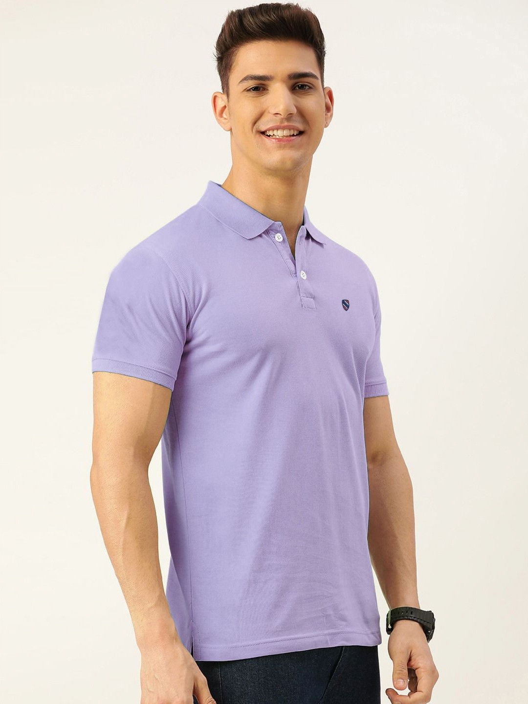 MERRIMENT Men Solid Polo Collar Cotton T-shirt