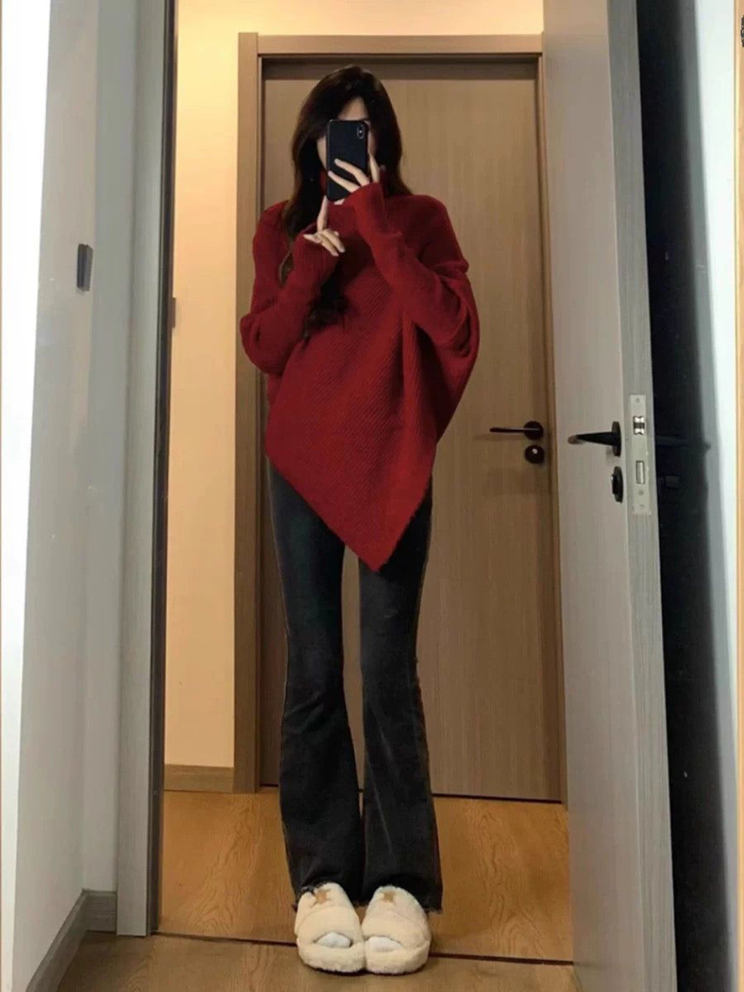 Miss Mosa By Akanksha  Women Red Sergio Woolen High Neck Sweater