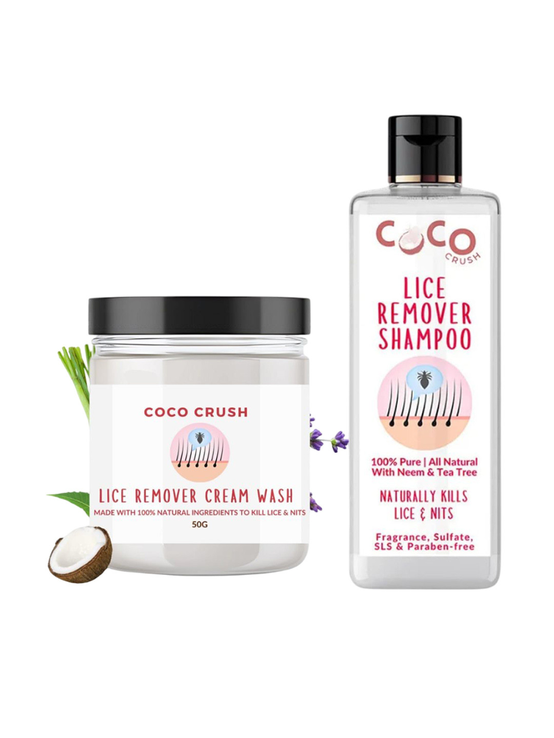 Coco Crush Set Of 2 Lice Removal Hair Cream - 50 g & Shampoo - 200 ml