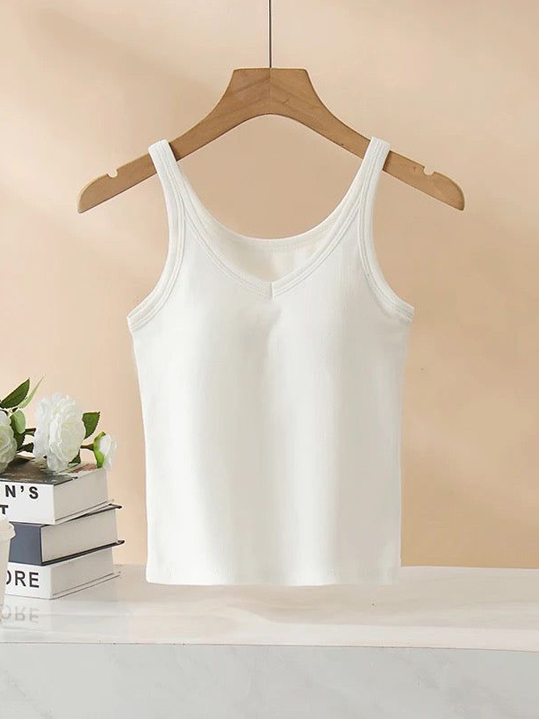 Miss Mosa By Akanksha  White Bagatelle Tank Tops with Inbuilt Bra