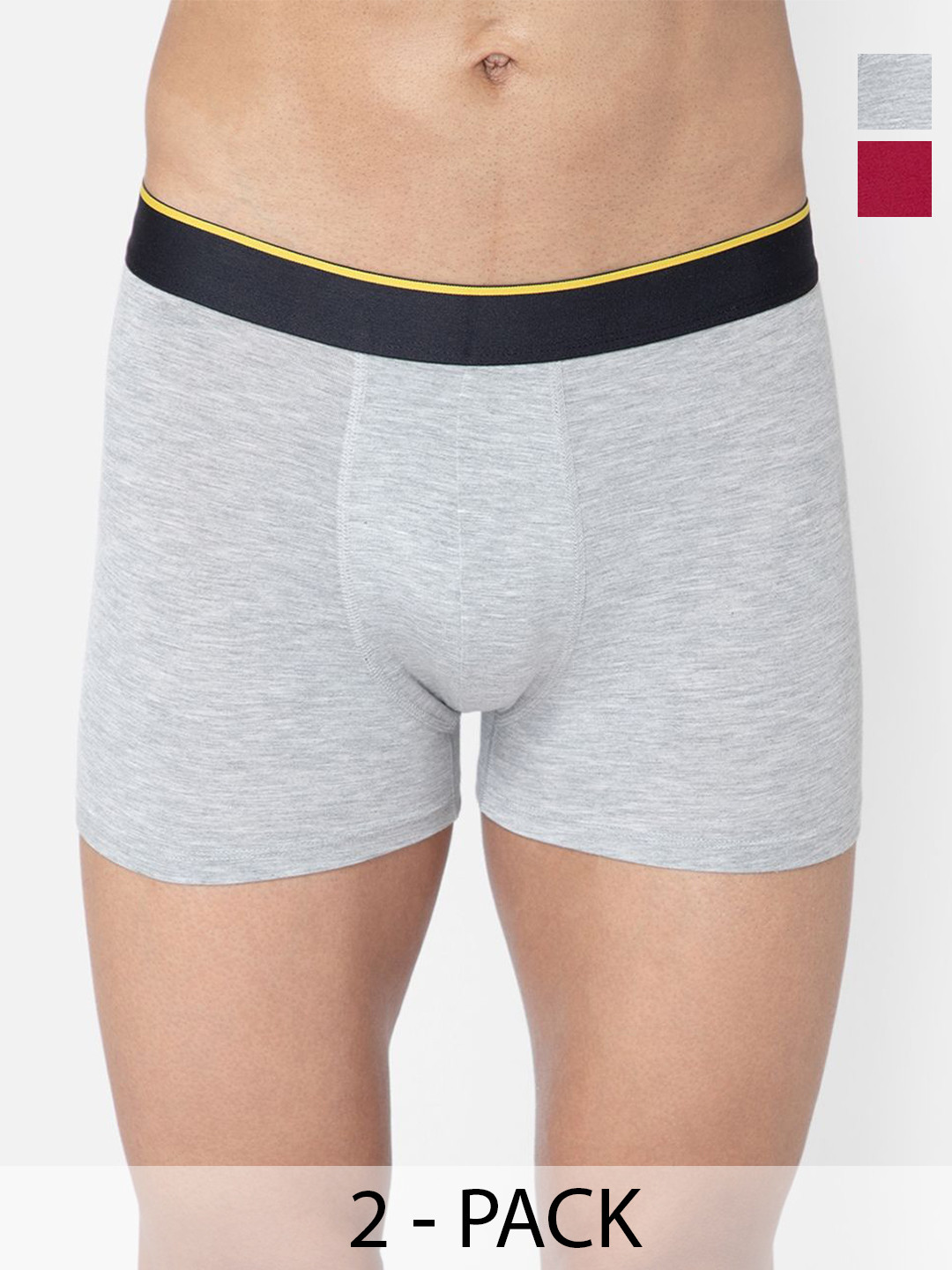 Bummer Men's Solid Micro Modal Trunks Underwear TRGRMGE02S-Grey Melange, Gelada