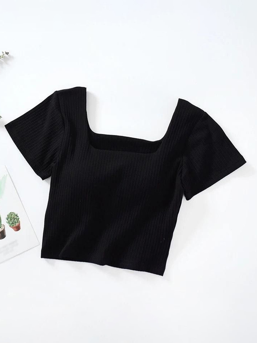 Miss Mosa By Akanksha  Black Levo Summer Tops With Inbuilt Bra