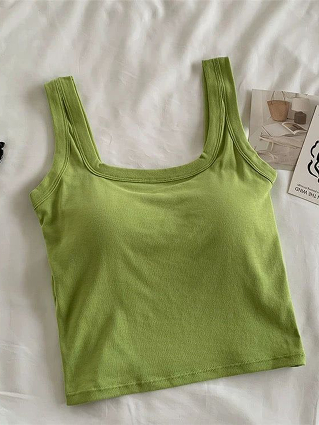 Miss Mosa By Akanksha  Green Jared Tank Tops with Inbuilt Bra