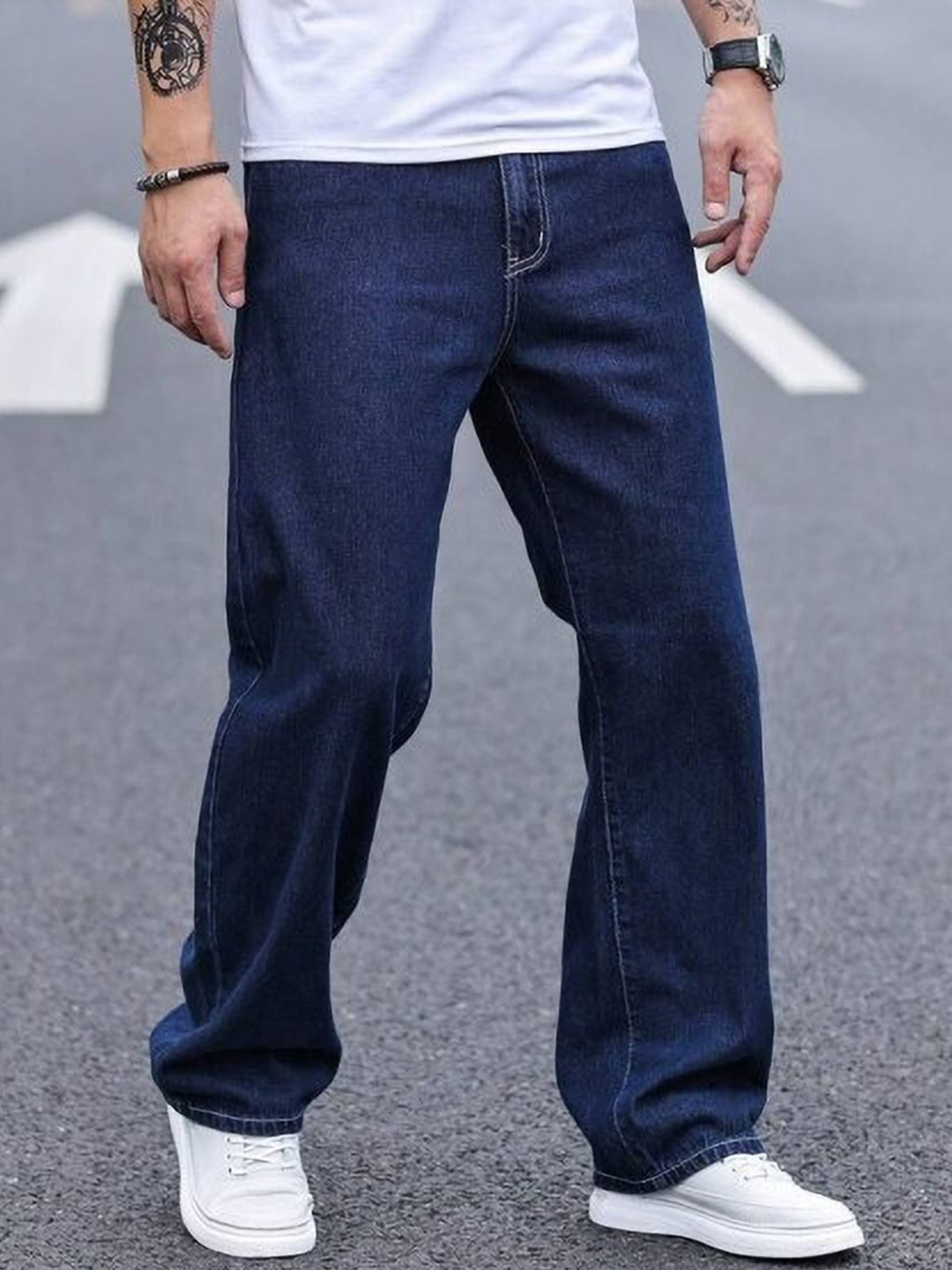 Podge Men Cotton Mid-Rise Baggy Jeans