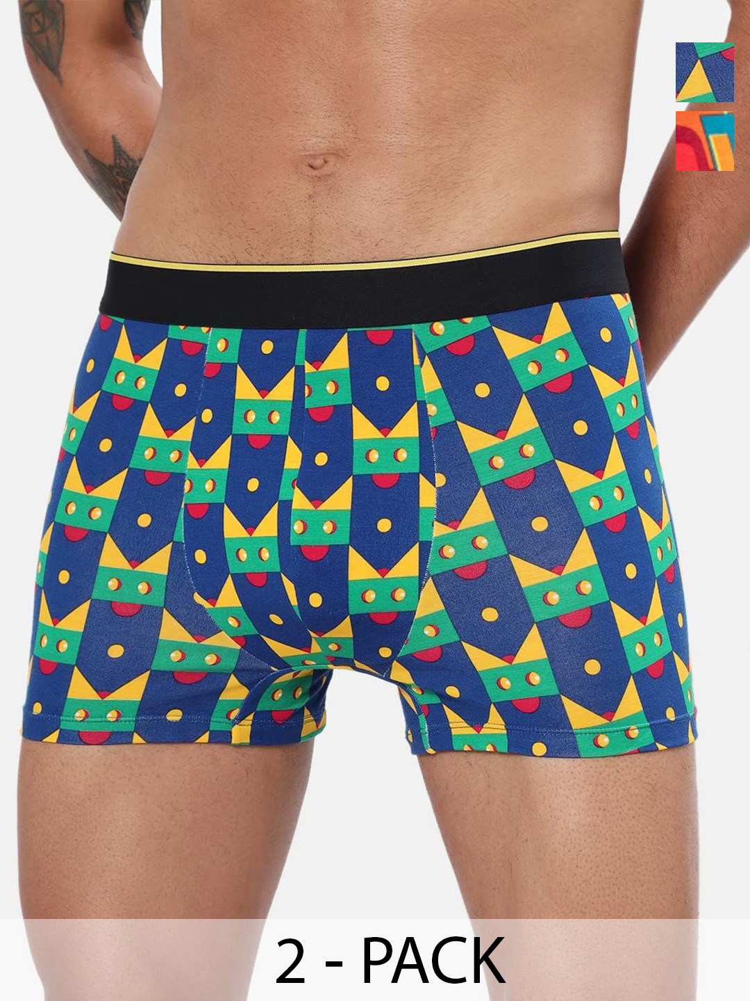 Bummer Men's Printed Micro Modal Trunks Underwear Pack of 2 TRCBLZ02S