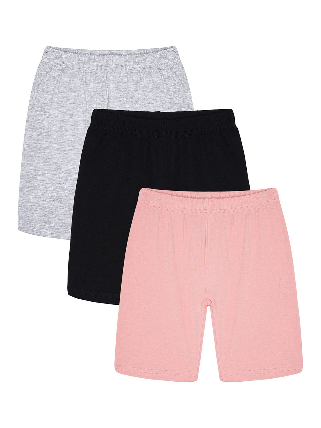 PLUM TREE Girls Pack Of 3 Mid-Rise Cycling Sports Knee Length Slip-On Regular Fit Shorts