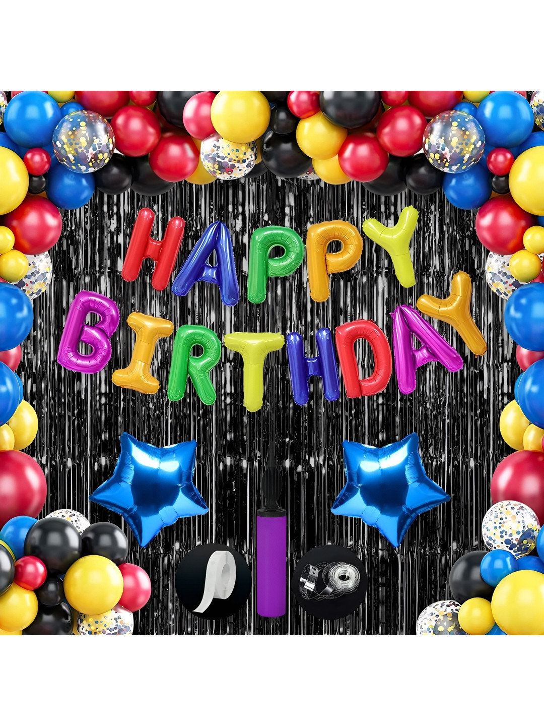 Special You 61 Pcs Red & Blue Balloons & Banner Festive Decor