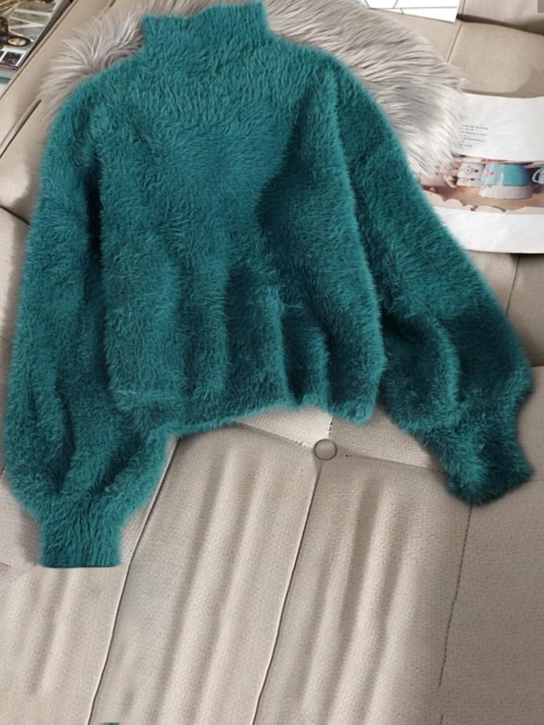 Miss Mosa By Akanksha  Women Green Luxury Mohair Jumpers