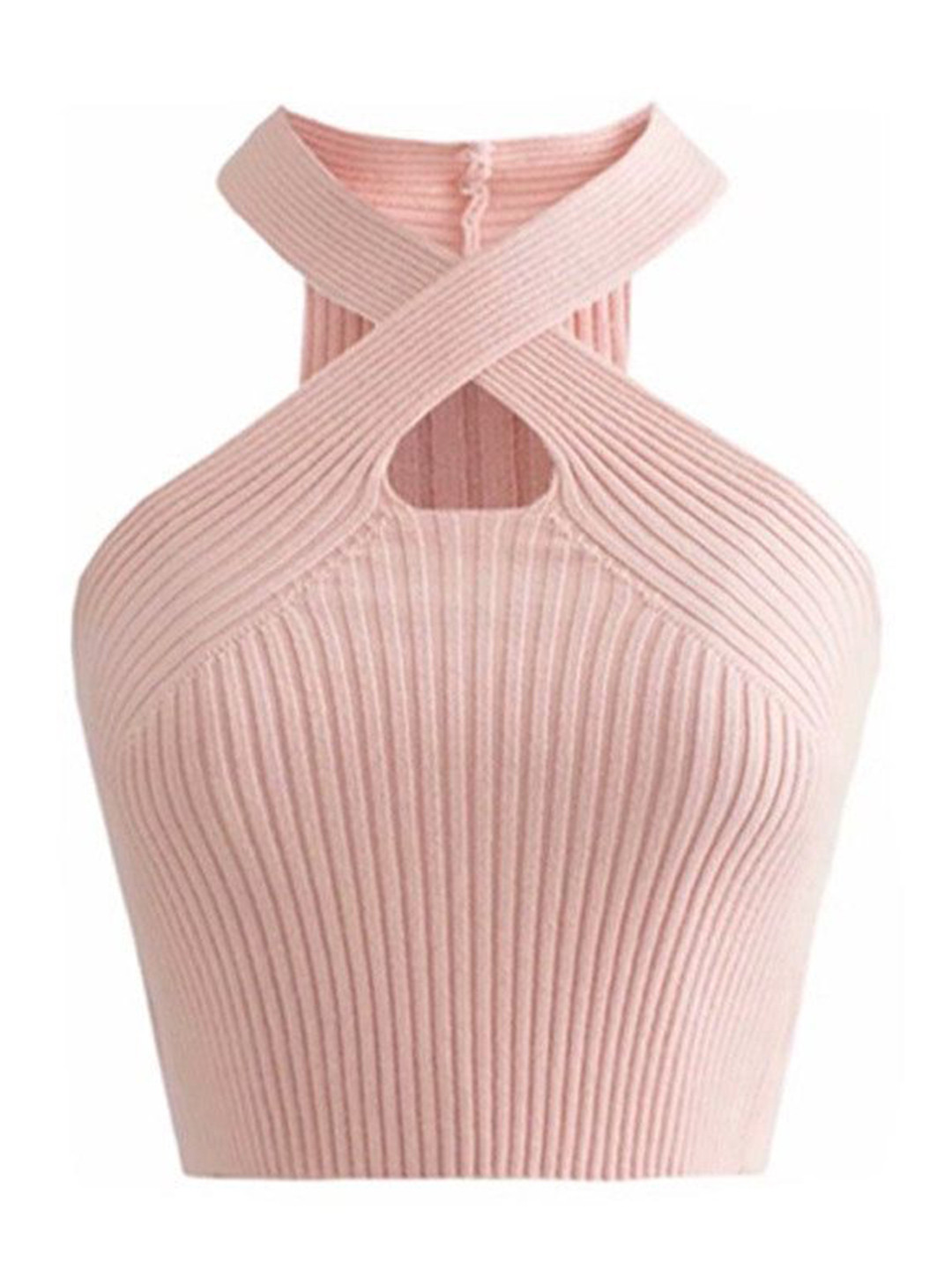 Miss Mosa By Akanksha  Peach Sansa Statement Summer Tank Top