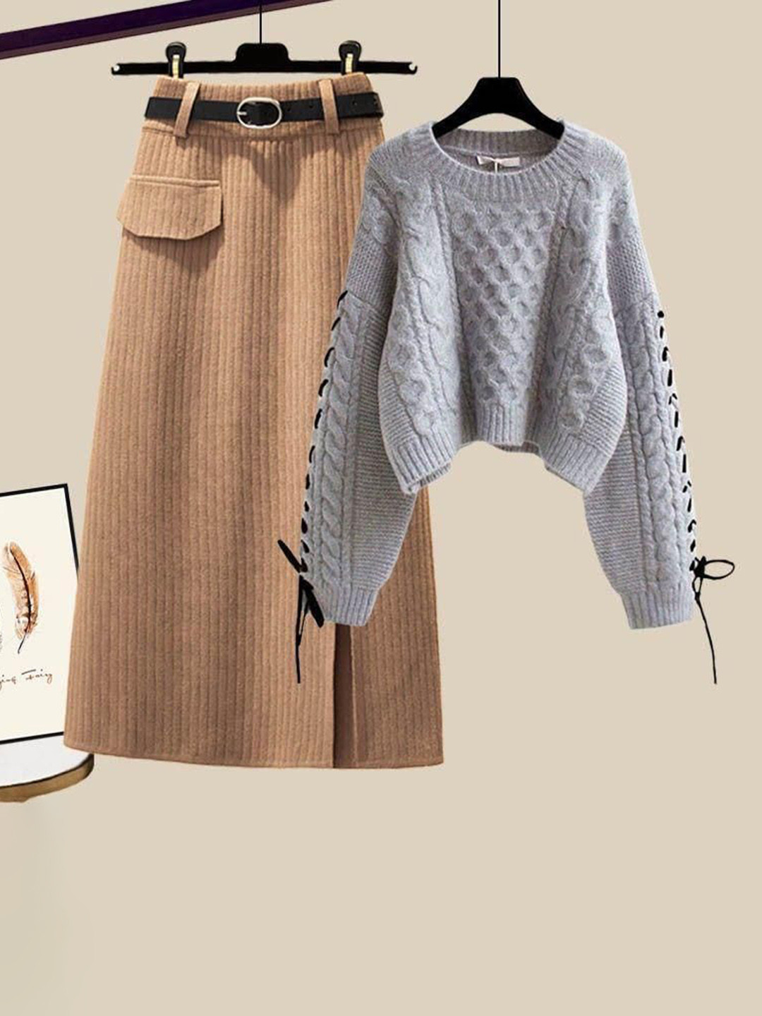 Miss Mosa By Akanksha  Women Beige Brielle Coord Set