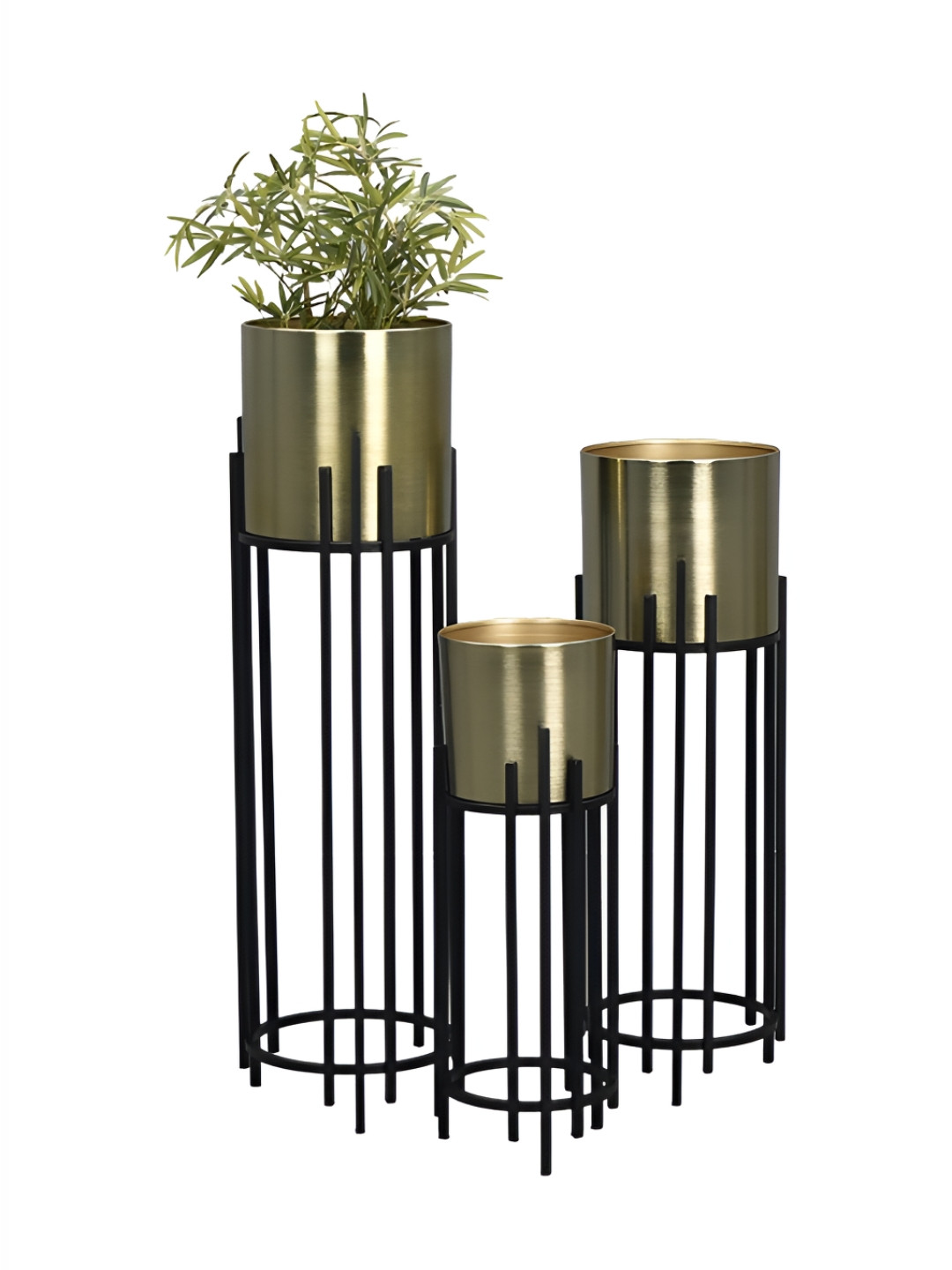 Royaloak Gold-Toned And Black Floor Planter With Stand