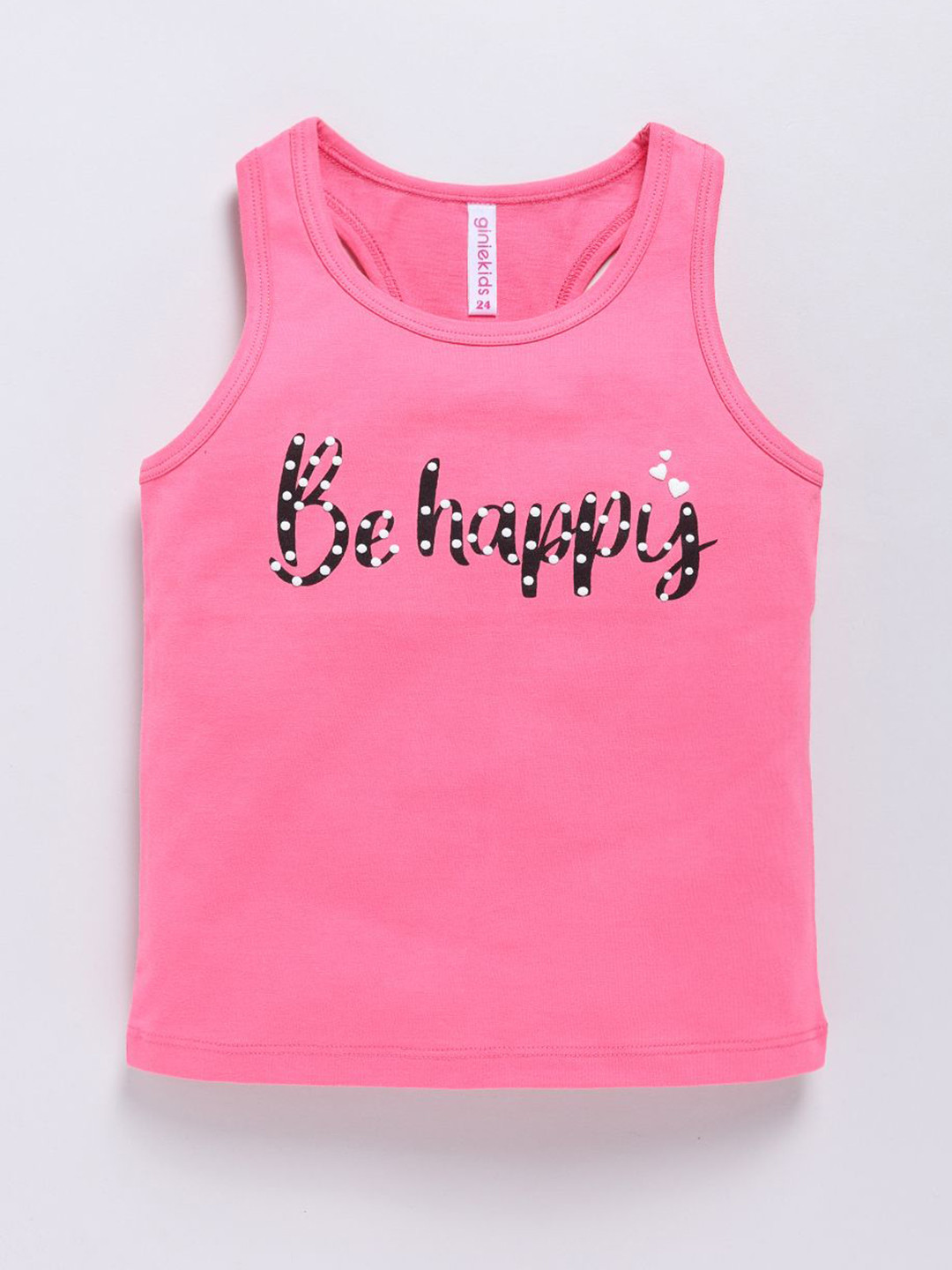 Ginie Girls Typography Printed Round Neck Top