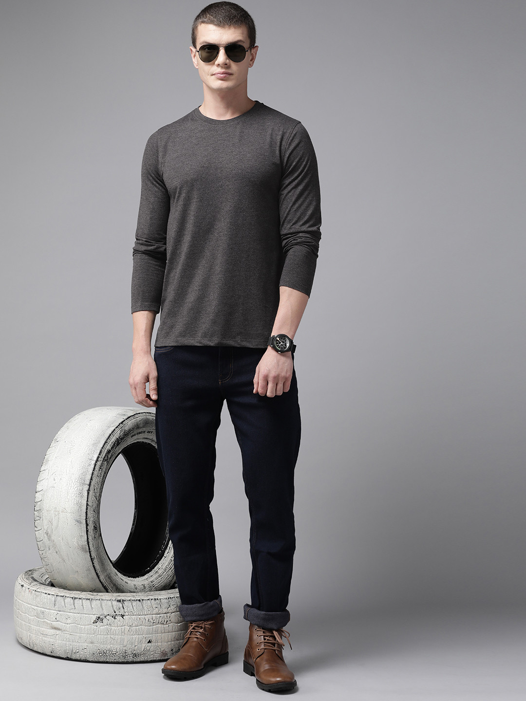 The Roadster Lifestyle Co. Melange Effect T-shirt
