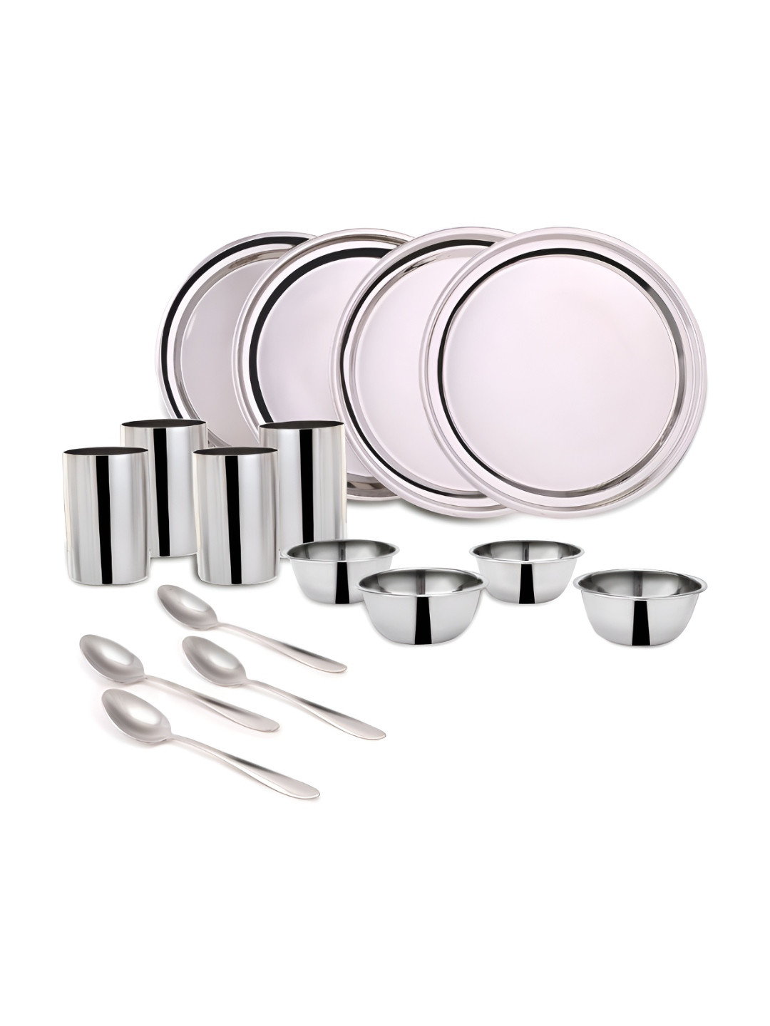 Wonderchef Venice Silver Solid Stainless Steel Easy to Clean 16 Piece Dinner Set