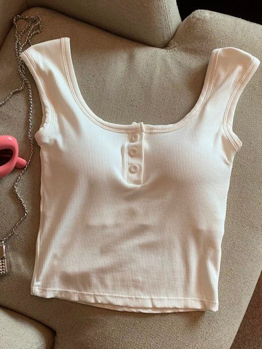 Miss Mosa By Akanksha  Women White Maria Tank Tops With Inbuilt Bra