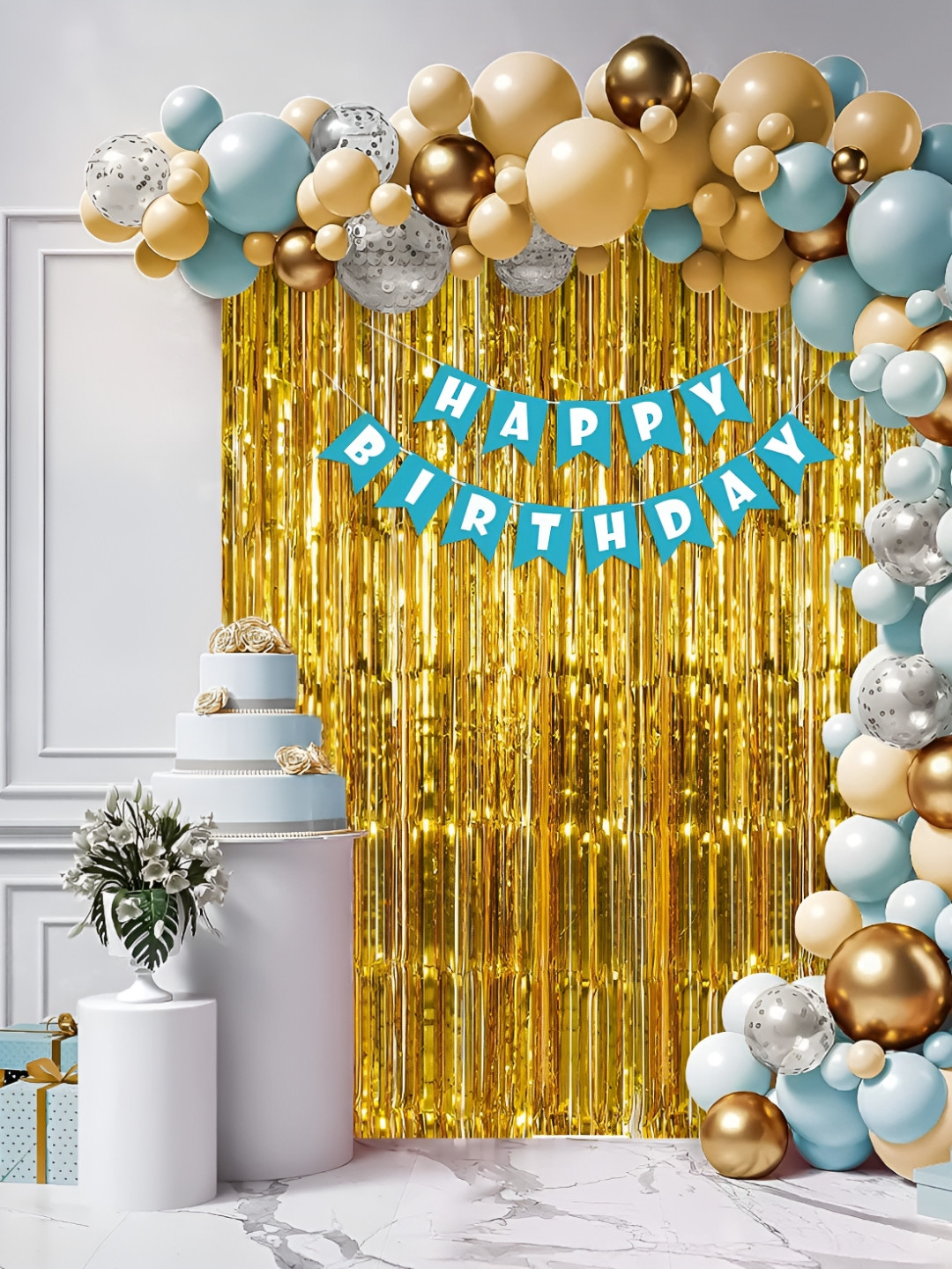 Special You 67 Pcs Blue & Yellow Balloons & Banner Festive Decor