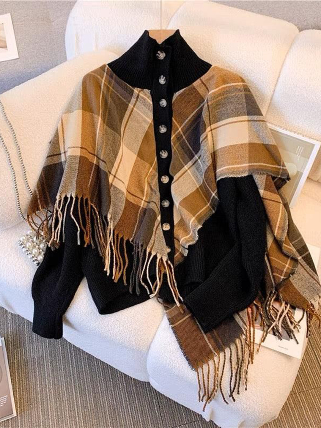 Miss Mosa By Akanksha  Women Black Denise Fringed Sweaters