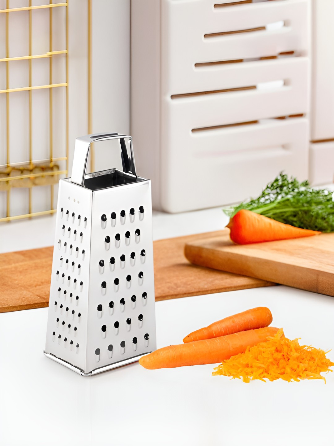 Kuber Industries Silver-Toned 5 in 1 Stainless Steel Chopper