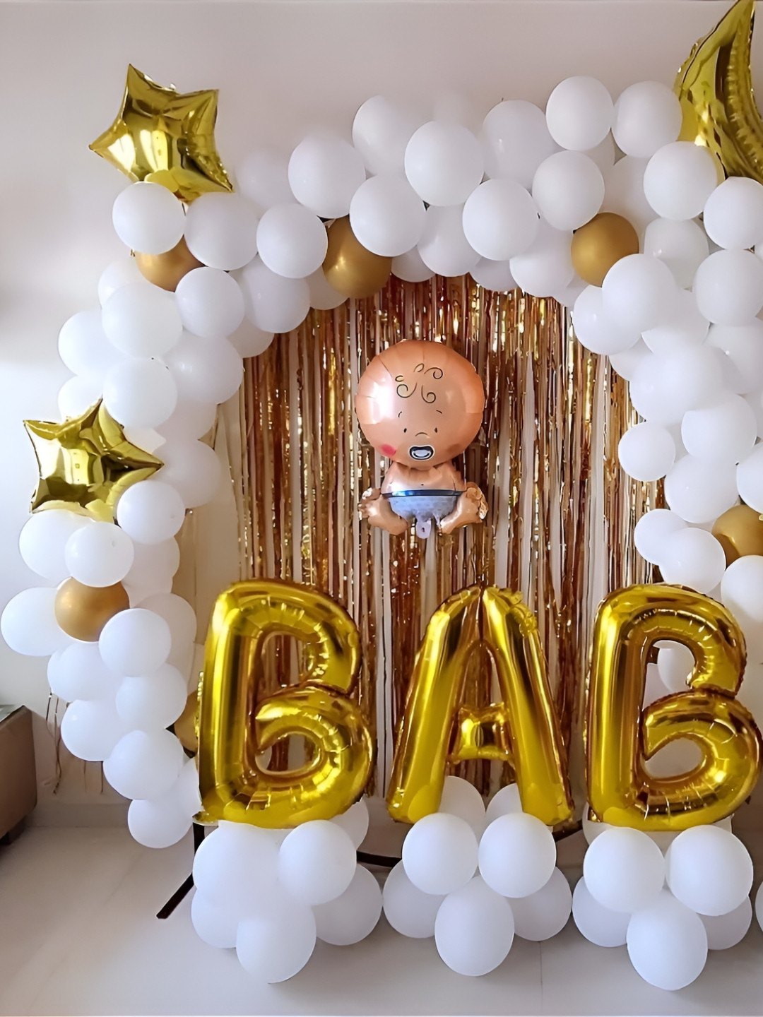 Special You 44 Pcs White & Yellow Balloons & Banner Festive Decor