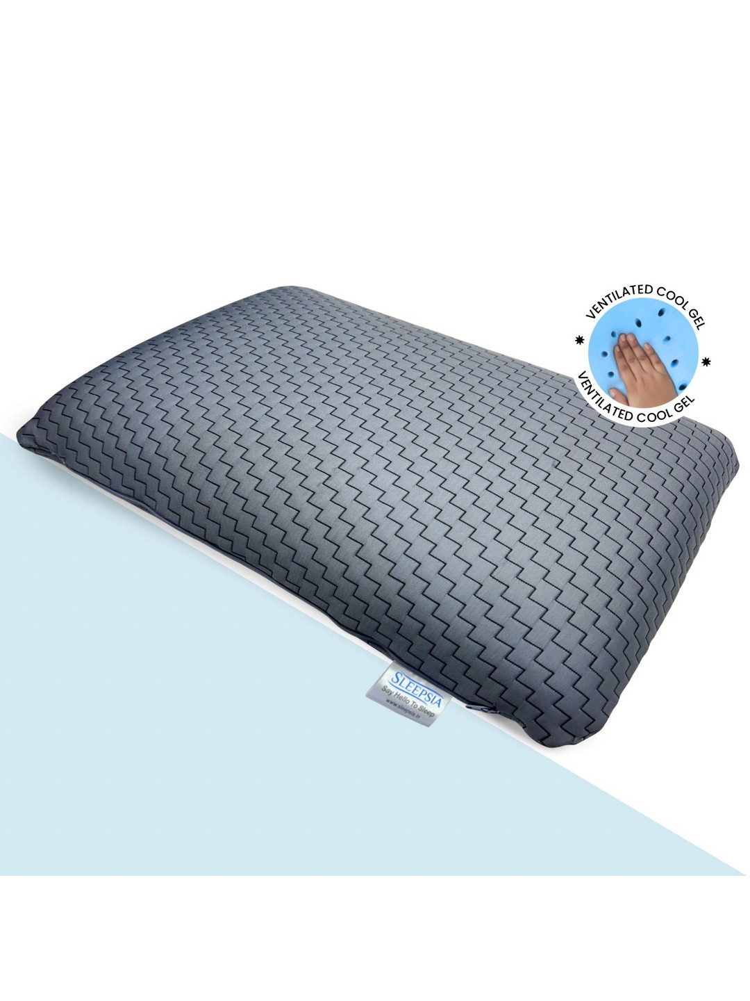 Sleepsia Orthopedic Grey Solid Polyester Medium Memory Foam Orthopedic Pillow-11.4 x 35.5 x 53.3 cm