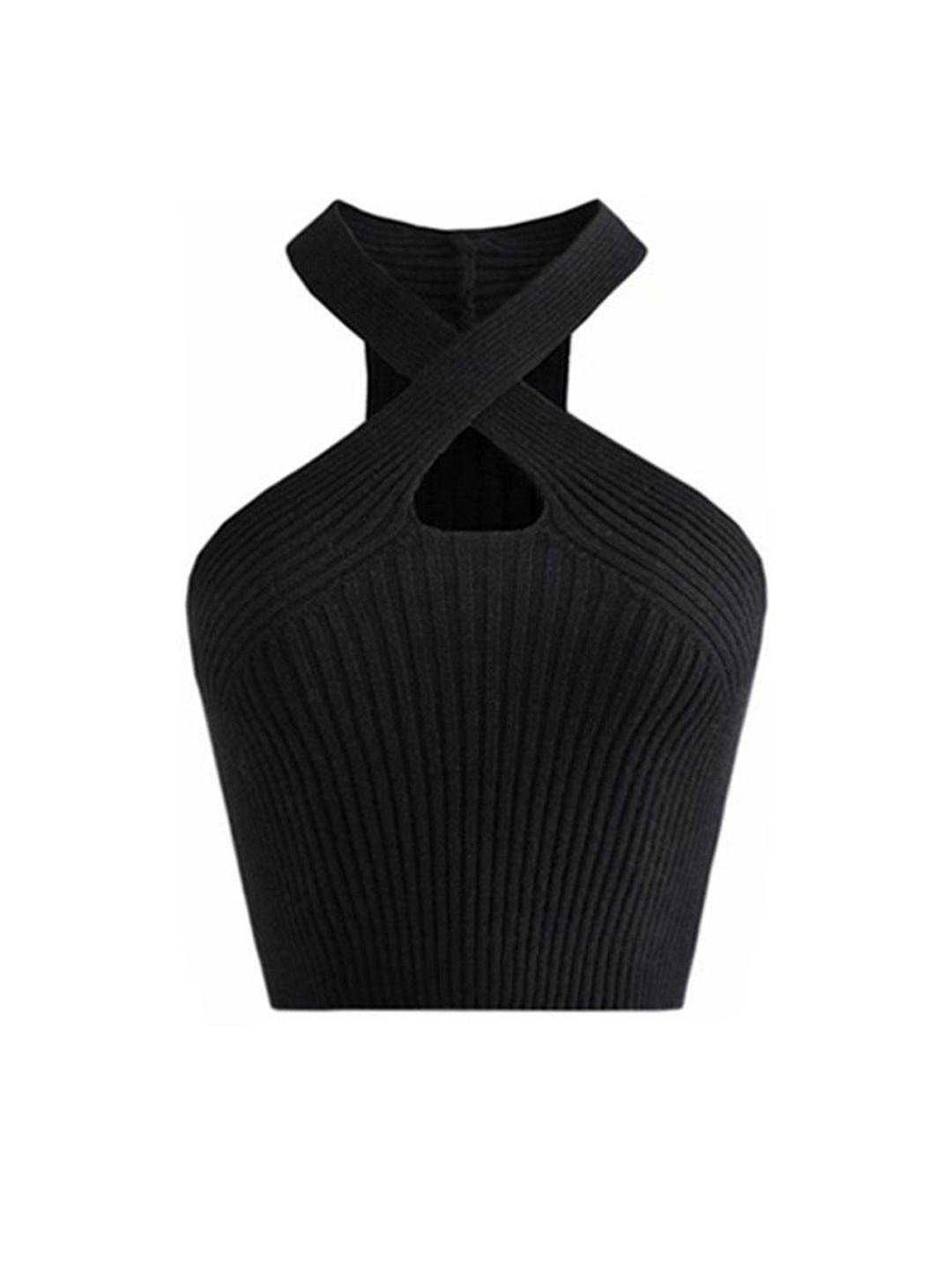 Miss Mosa By Akanksha  Women Black Sansa Statement Summer Tank Top