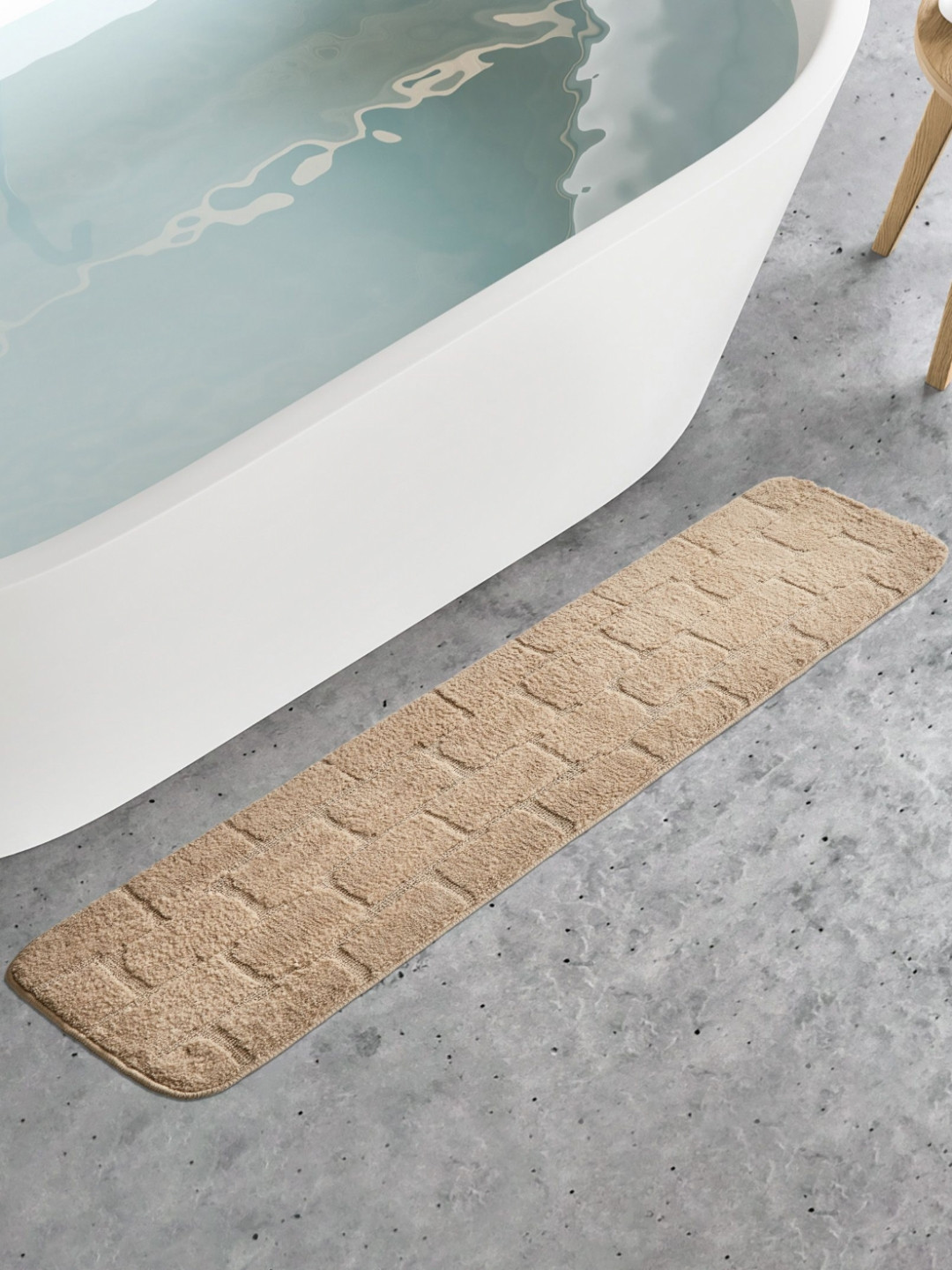Home Centre Buttercup Dots Beige Textured 150 GSM Anti-Slip Bath Rug