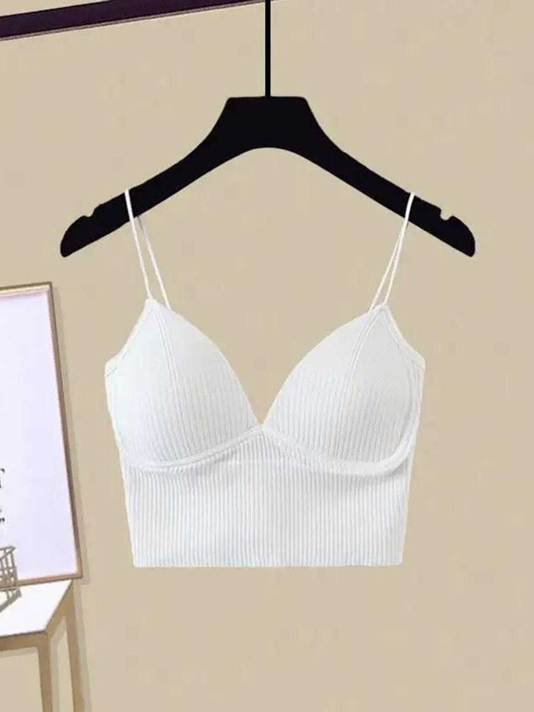 Miss Mosa By Akanksha  White Jerry Tank Tops with Inbuilt Bra
