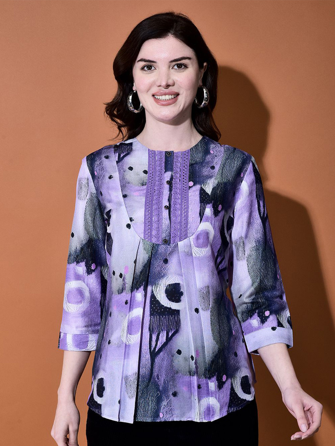 FUTURO Women Abstract Printed A-Line Top