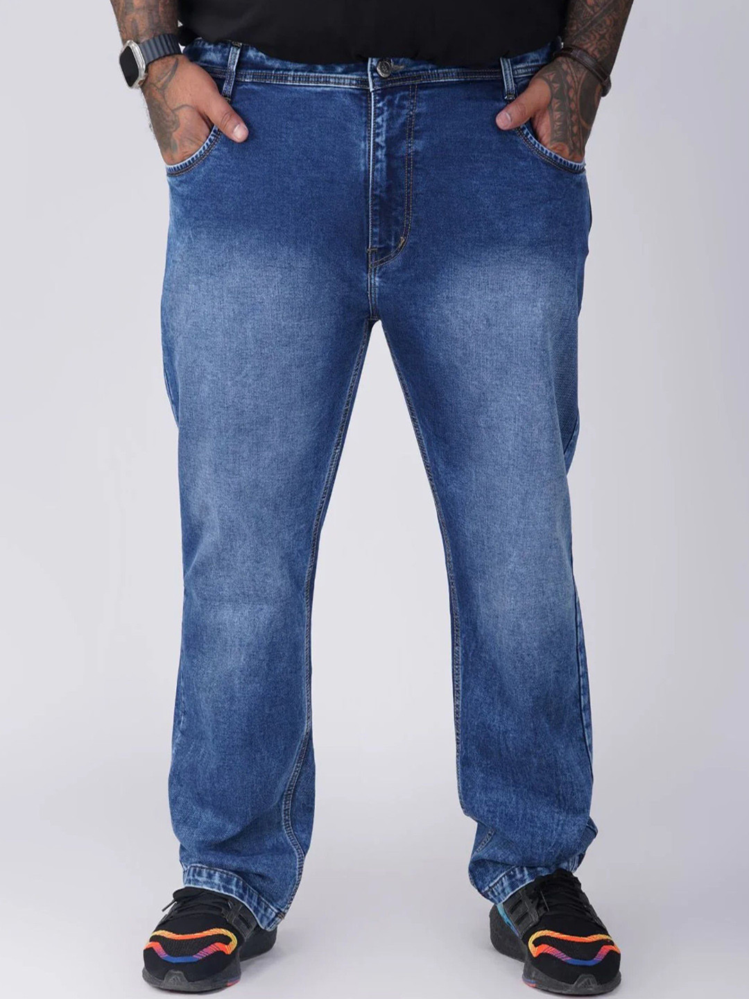 Toodle Plus Size Men Relaxed Fit Heavy Fade Stretchable Jeans