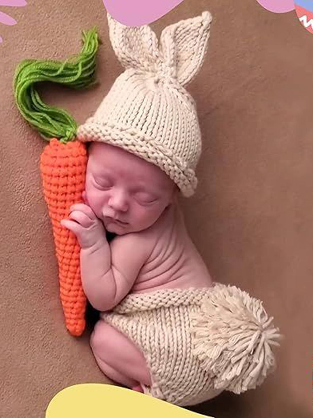Babymoon Kids Set Of 3 Carrot Theme & Rabbit Costume Shorts & Cap Photoshoot Props Set