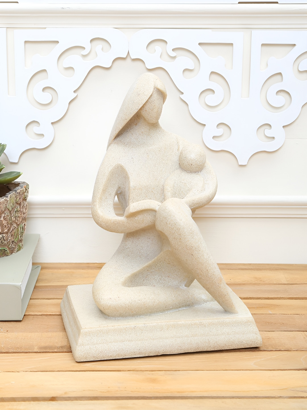 Myntra Elegant Homes Mother'S Vehement Love Beige Polyresin Glossy Living Room Medium Showpiece - 8.7 Inches