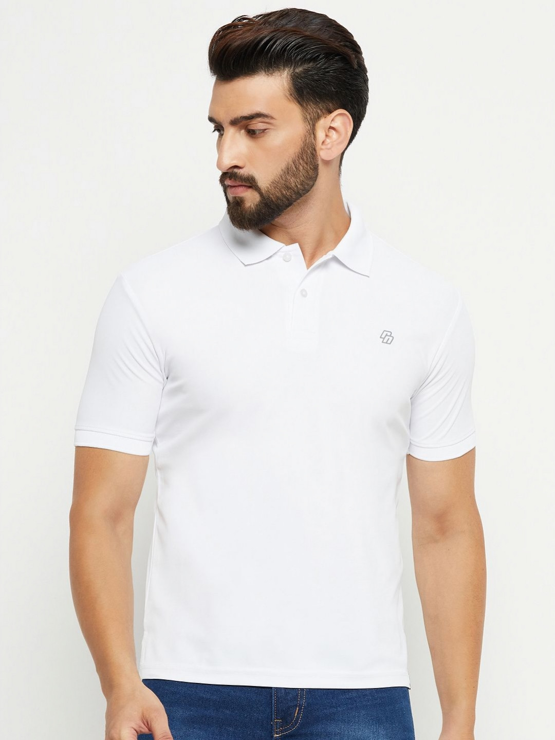 RENUOVO Men Solid Polo Collar Cotton T-shirt