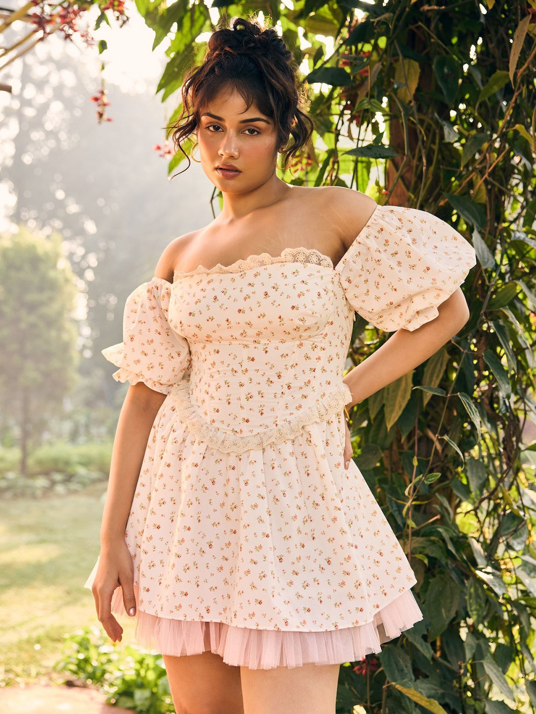 Lea Clothing Co. Women Morgan White Floral Corset Mini Dress