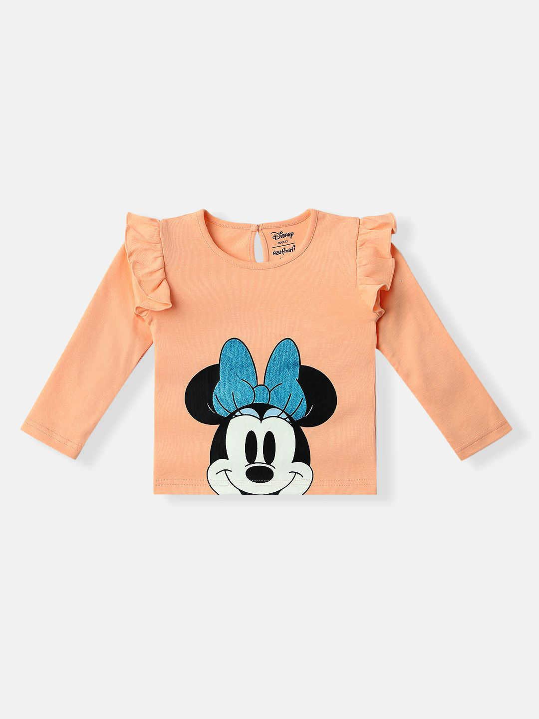 NautiNati Disney Minnie Mouse Baby Girls Orange Pure Cotton T Shirt