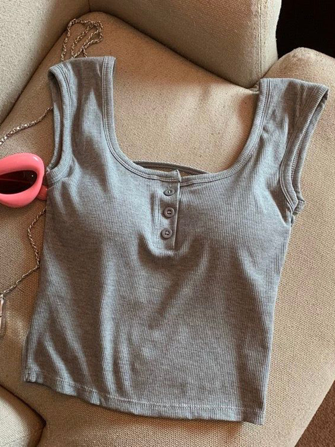 Miss Mosa By Akanksha  Women Grey Maria Tank Tops With Inbuilt Bra