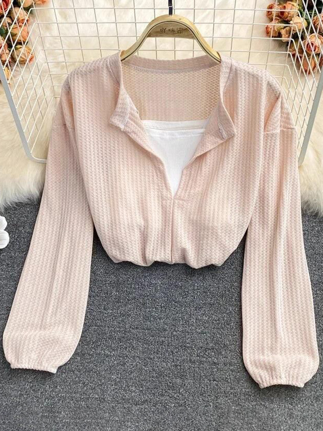 Miss Mosa By Akanksha  Women Beige Laurel Full Sleeve Summer Tops