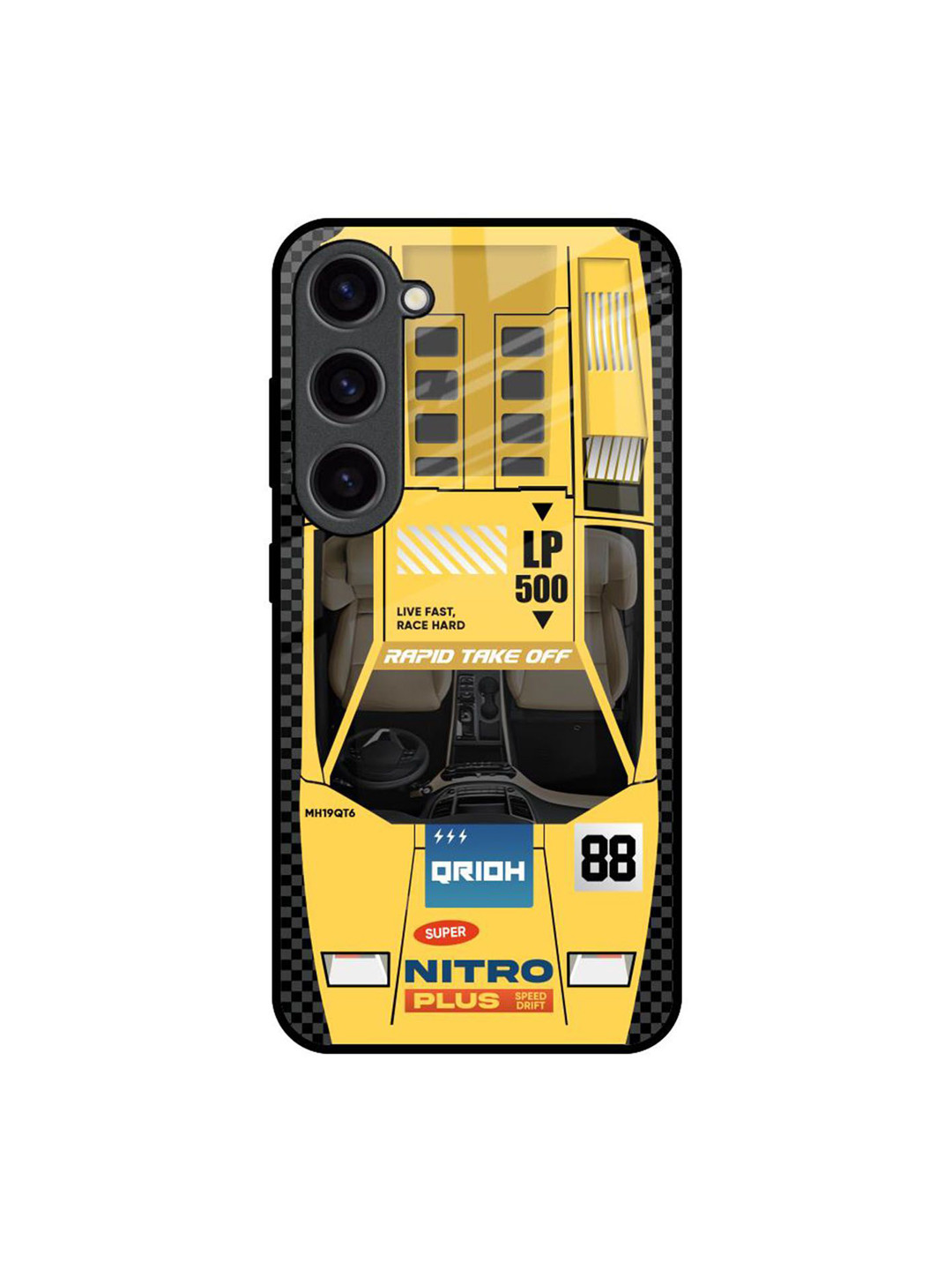 QRIOH Yellow Racing Car Printed Samsung Galaxy S23 Back Case