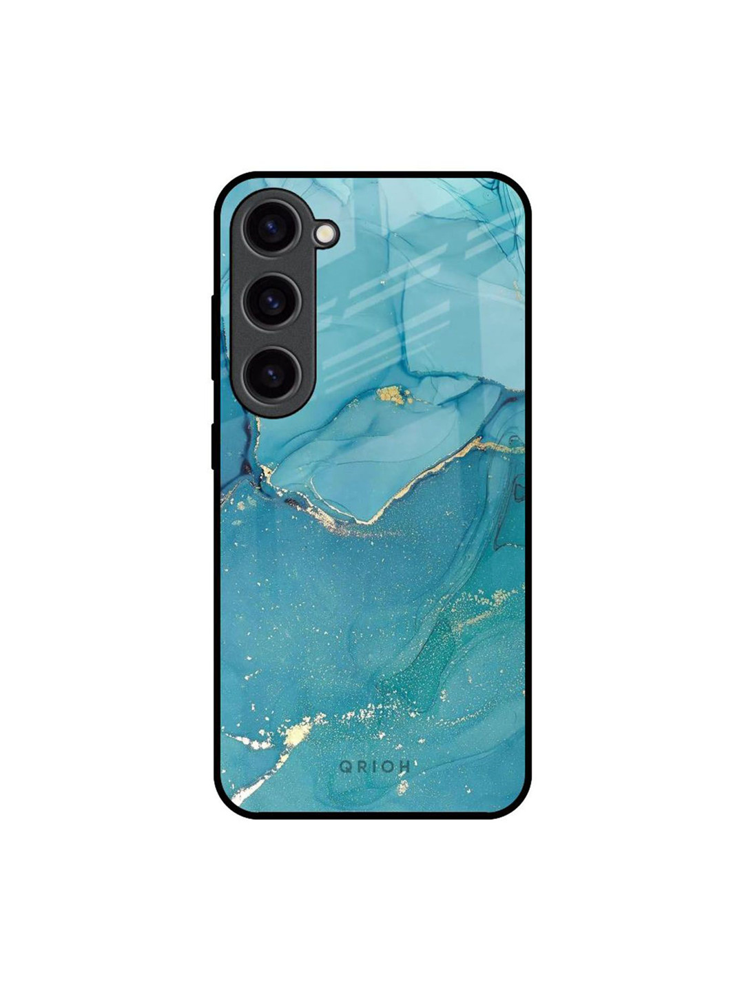 QRIOH Blue Golden Glitter Real Printed Samsung Galaxy S23 Back Case