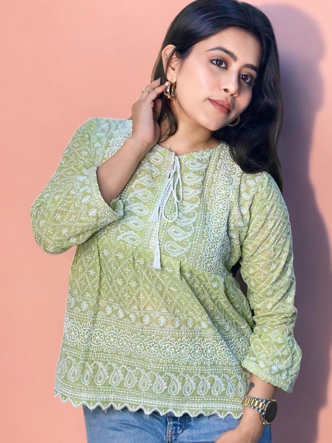 HOW House Of Wear Women Self Design Peplum Top