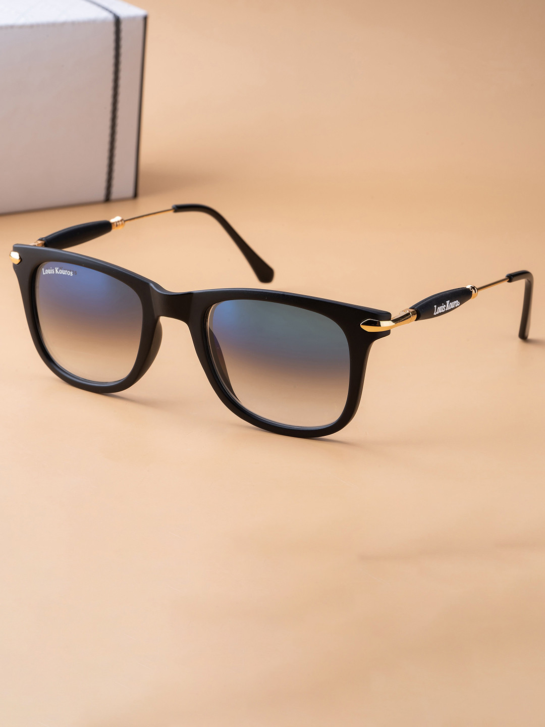 LOUIS KOUROS Unisex Blue UV Protected Buloster Lens Square Sunglasses