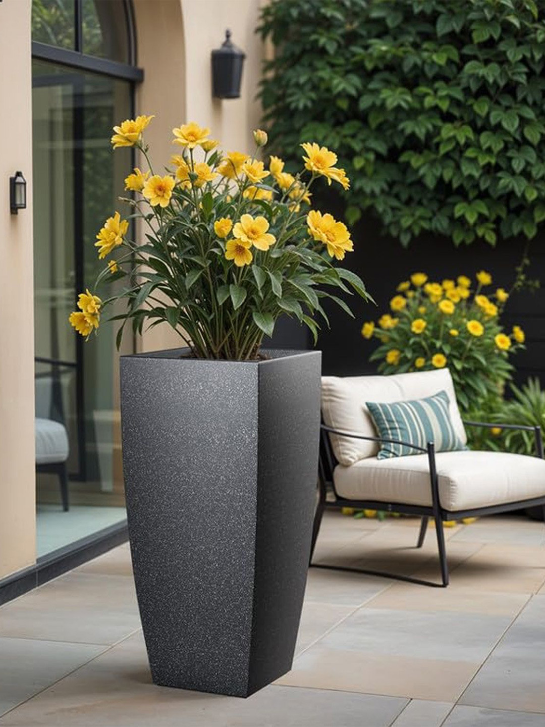 TRUSTBASKET Gardenglow Black Printed UV-Resistant Waterproof Planter