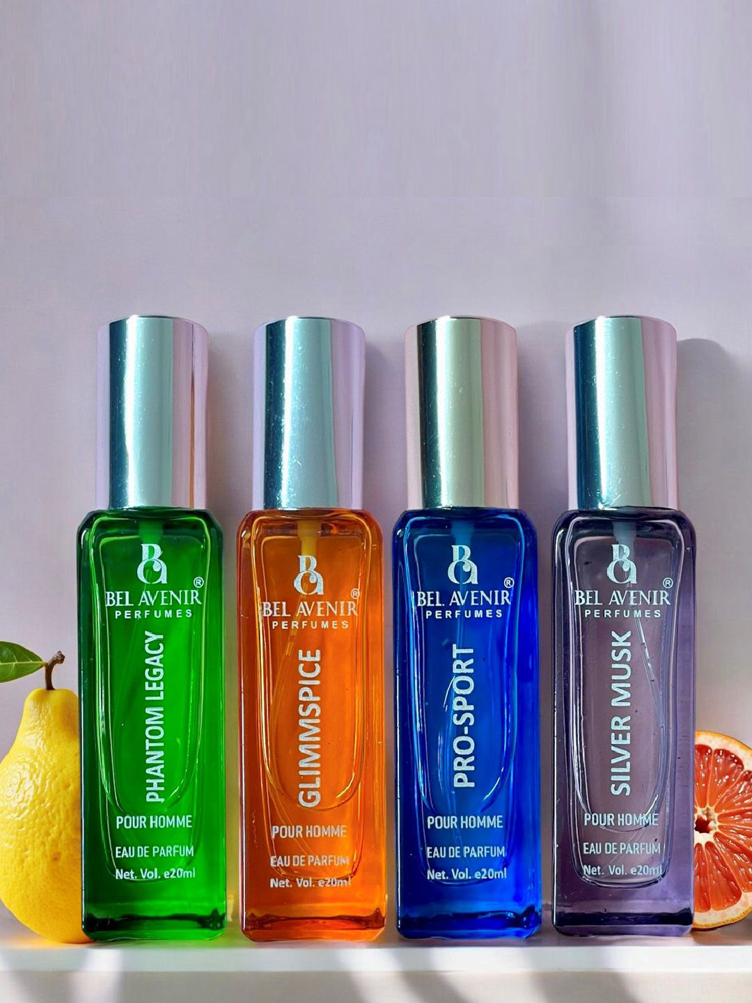 Bel Avenir Men Set Of 4 Glimmspice, Phantom legacy,Pro-sport & Silver Musk EDP 20 ml Each