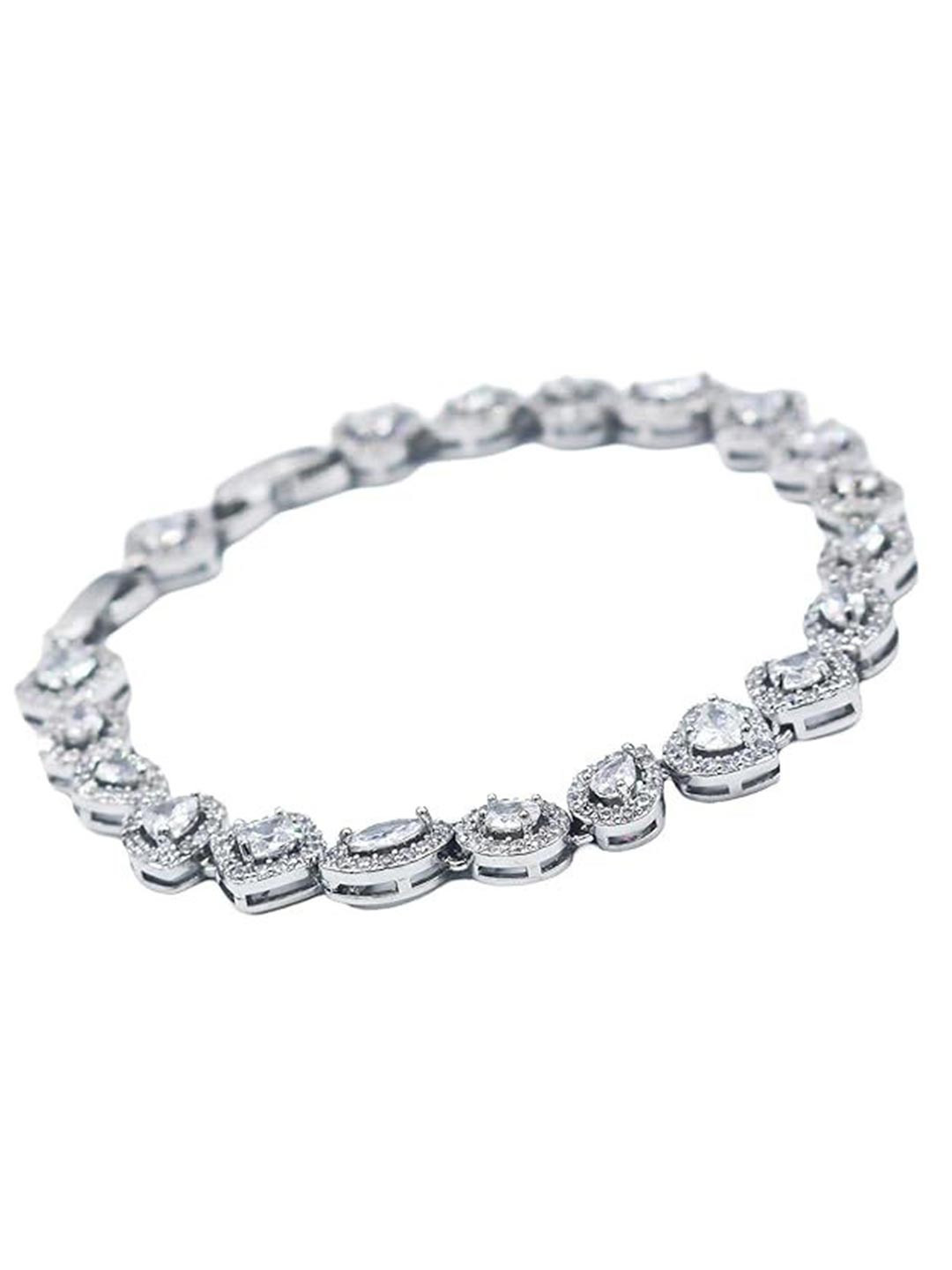 ISHI New York Rhodium Plated Sparkling CZ Infinity Bracelet