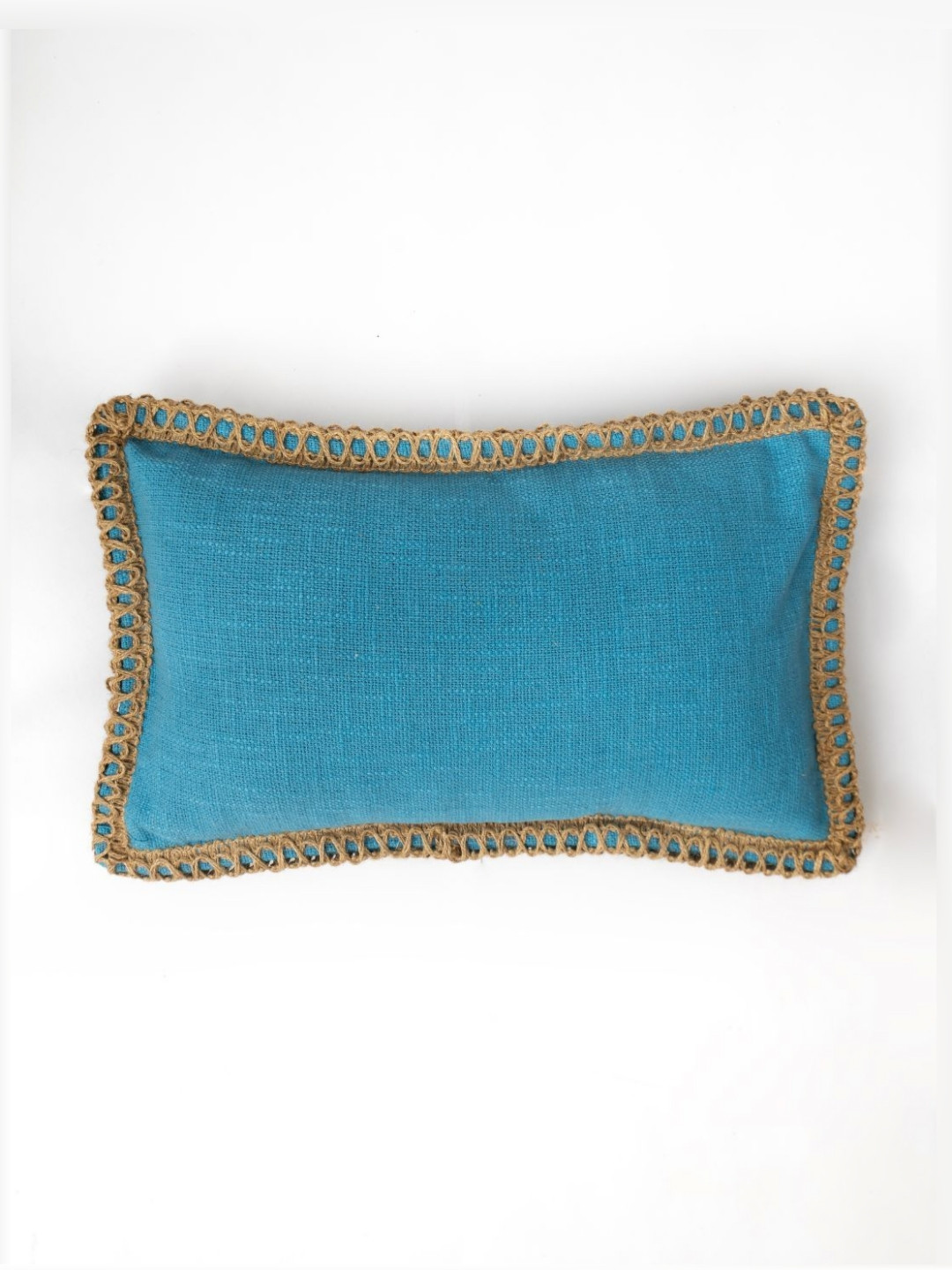 Rya Living Blue Cotton Breathable Textured Rectangle Cushion Cover -12x18In