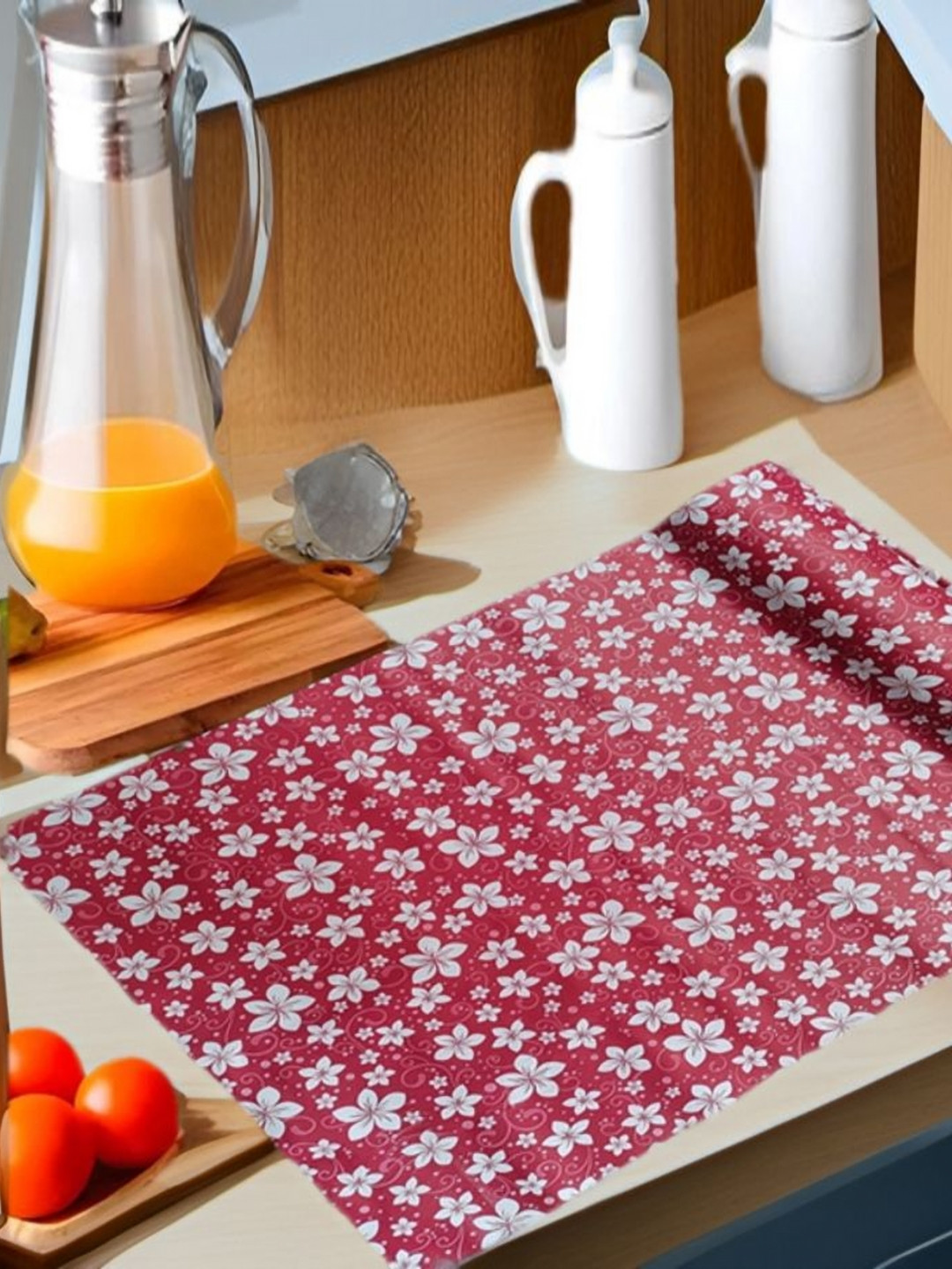 REVEXO Pink & White Printed Water-Resistant Shelf Liner PVC Organisers