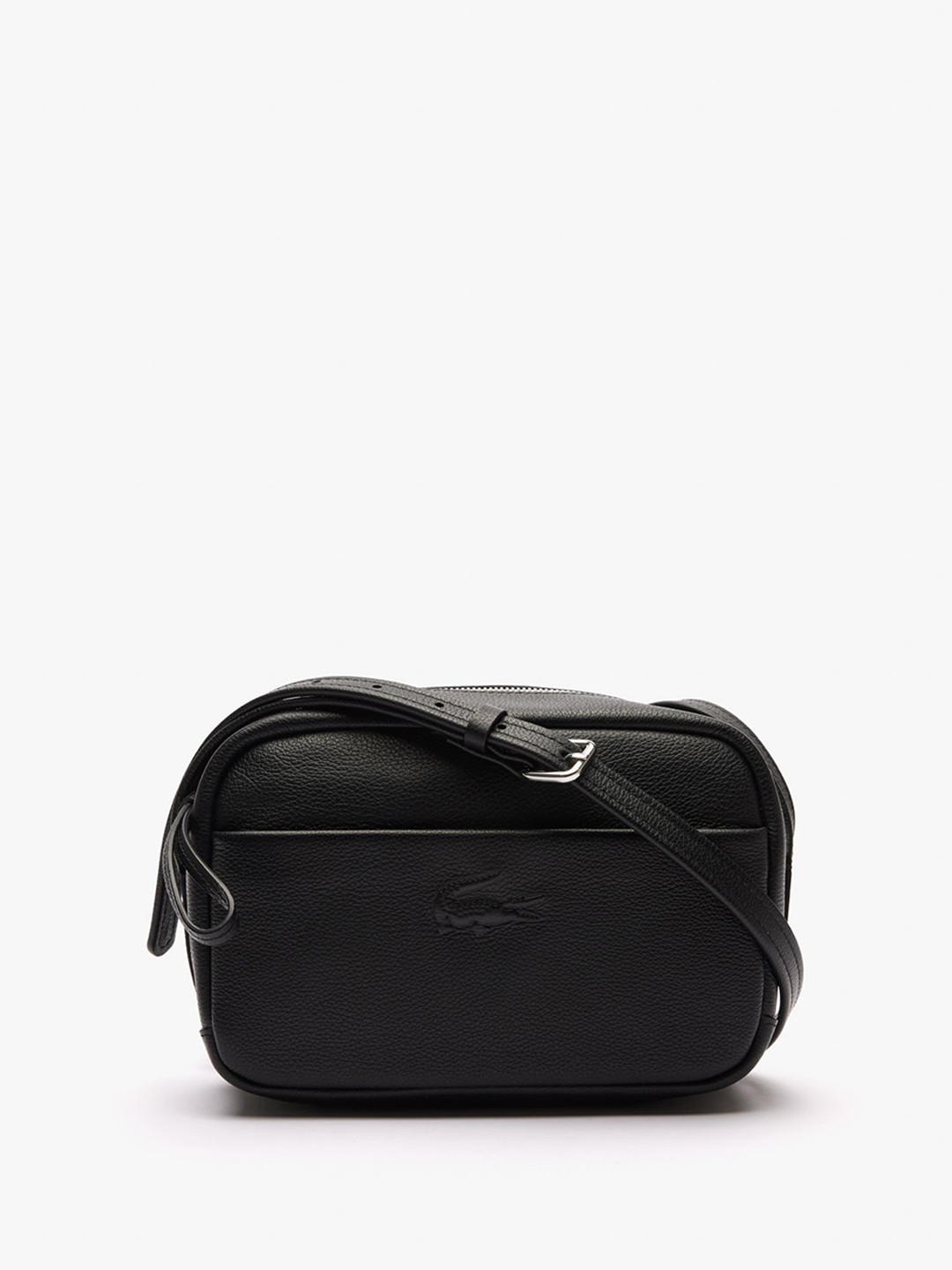 Lacoste Textured Structured Leather Shoulder Bag With Scarf