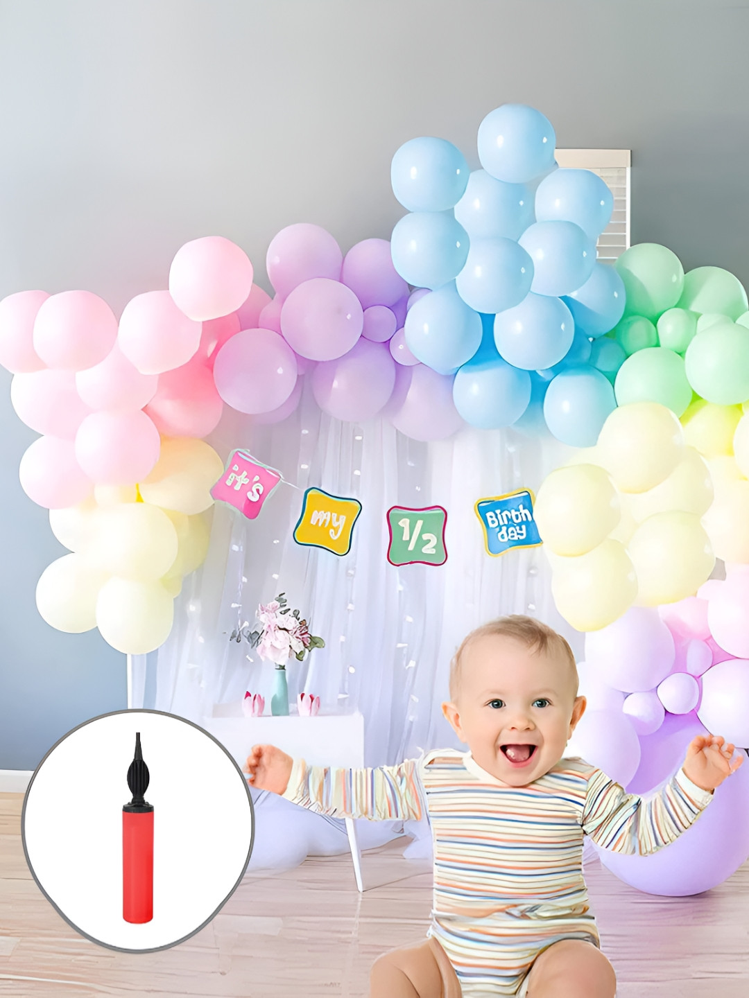 Special You 60-Pcs Pink & Purple Balloon & Light Happy Birthday Dcor